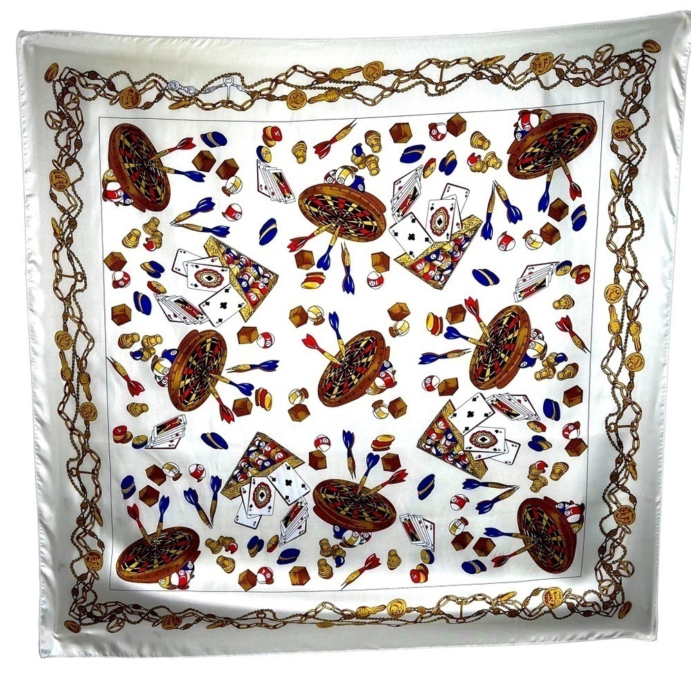 Vintage Retro Pub Scene Square Scarf Playing Games Darts Cards Pool Las Vegas
